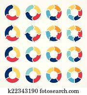 kreis, pfeile, infographic, diagramm, 3, 4, 5, 6