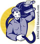 חשמלאי, עובד, להחזיק, an, תקע חשמלי