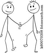 ציור היתולי, של, זוג של הומוסקסואל, של, שני, גברים הומוסקסואליים, ללכת, ו, להחזיק ידיים