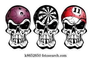 bowling, darts and billiard skulls bowling, darts and billiard skulls