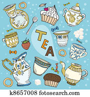 Cartoon Victorian tea set Cartoon Victorian tea set