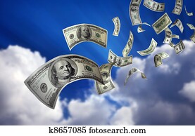 Falling Money $100 Bills