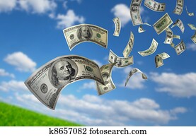 Falling Money $100 Bills