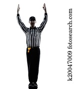 futebol americano, árbitro, touchdown, gestos, silueta