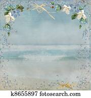 nautical border on ocean background nautical border on ocean background