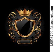 ornate heraldic shield with crown ornate heraldic shield with crown