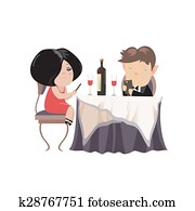 par romántico, cena, el mirar, su, elegante, teléfonos