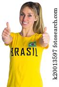 Pretty football fan in brasil t-shirt Pretty football fan in brasil t-shirt
