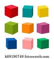 set, van, leeg, kleurrijke, de bakstenen van het stuk speelgoed, vector, illustratie