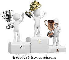 3D athletes on the podium of winners 3D athletes on the podium of winners