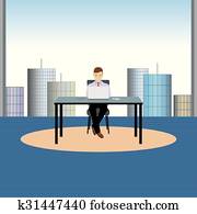 Businessman sitting at the table.