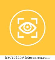 eye with gear icon in circle