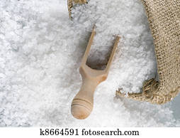 Sea salt in a burlap sack