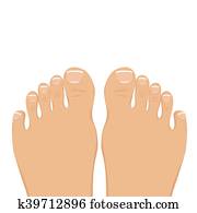 Vector illustration of a woman barefoot. Top view. Vector illustration of a woman barefoot. Top view.