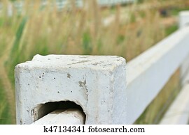 A, langer, weiß, bauernhof, zaun, in, landschaft, umgeben, weide Stock