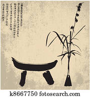 ZEN, silhouette, symbols ZEN, silhouette, symbols