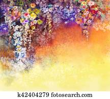 תקציר, פרחוני, וואטארכולור צובע