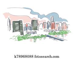 Austin Texas usa America vector sketch city illustration line art Austin Texas usa America vector sketch city illustration line art