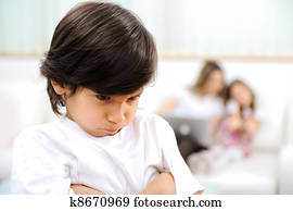 ciúme, em, família, menino, menina, e, mãe