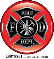 Fire Department Maltese Cross Butto Fire Department Maltese Cross Butto
