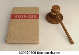 Gavel and Business law book on linen surface Gavel and Business law book on linen surface