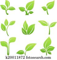 Green sprout symbol vector icon set Green sprout symbol vector icon set