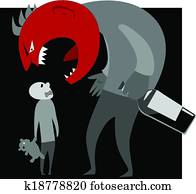 alkoholist, förälder, och, a, barn