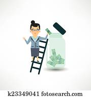 bank employee to keep money in the glass jar 