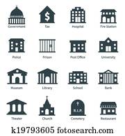 Government buildings icons Government buildings icons
