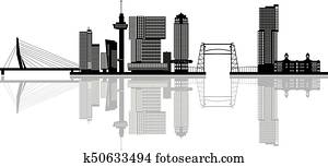 rotterdam, skyline, países baixos