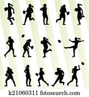 Rugby player woman silhouette vector background Rugby player woman silhouette vector background