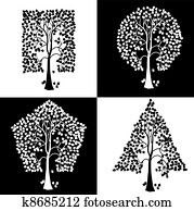 Trees of different geometric shapes. 