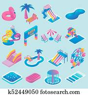 וקטור, מים חונים, דירה, איזומטרי, איקון, קבע