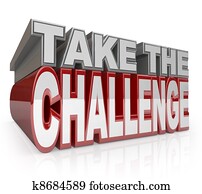 קח, ה, אתגר, 3d, מילים, פעולה, יוזמה