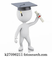 3d white people graduate with diploma and graduation cap 3d white people graduate with diploma and graduation cap