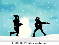 Children playing in the snow. Children playing in the snow.
