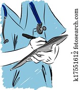doctor writing prescription illustr