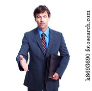 ejecutivo, hombre de negocios, con, handshake.