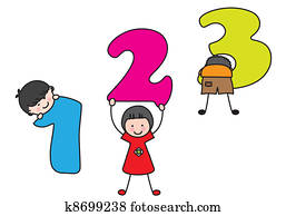 enfants, playing., nombres