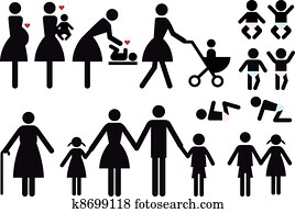 mother and children, vector icon