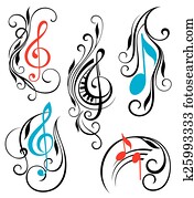 satz, von, musik merkt, vektor satz, von, musik merkt, vektor