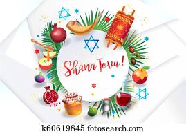 Shana Tova! Happy Jewish New Year Rosh Hashanah greeting card. Shana Tova! Happy Jewish New Year Rosh Hashanah greeting card.
