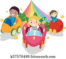 Stickman Kids Vegetable Ride Rainbow Illustration Stickman Kids Vegetable Ride Rainbow Illustration