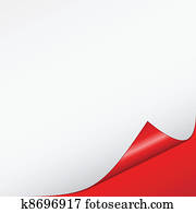 vector white bended paper with red background