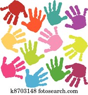 caractères, de, mains, de, les, enfant