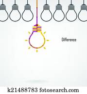 Creative light bulb difference idea concept background Creative light bulb difference idea concept background