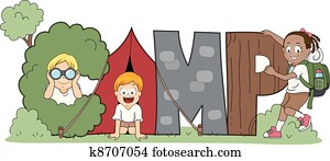 crianças, acampamento