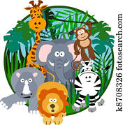 cute, safari, caricatura