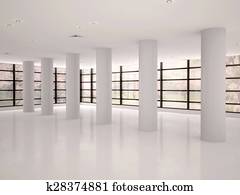 empty and bright corridor in modern office building