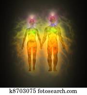 Human aura - woman and man Human aura - woman and man